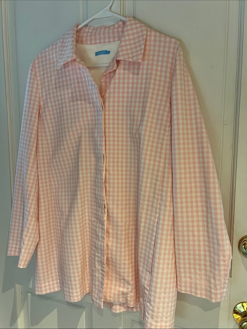 J. McLaughlin Pink & White Gingham Button-Down Shirt
